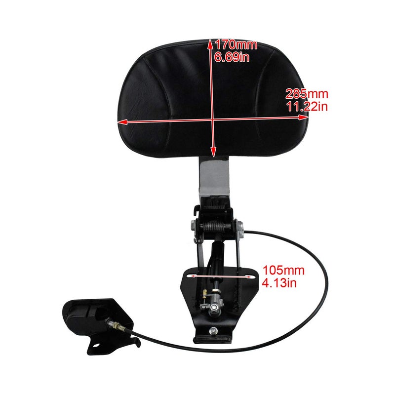 HDBUBALUS Adjustable Driver Backrest with Chrome Mount Fit for Harley Touring Road King Electra Glide CVO 2009-2024 - Image 3